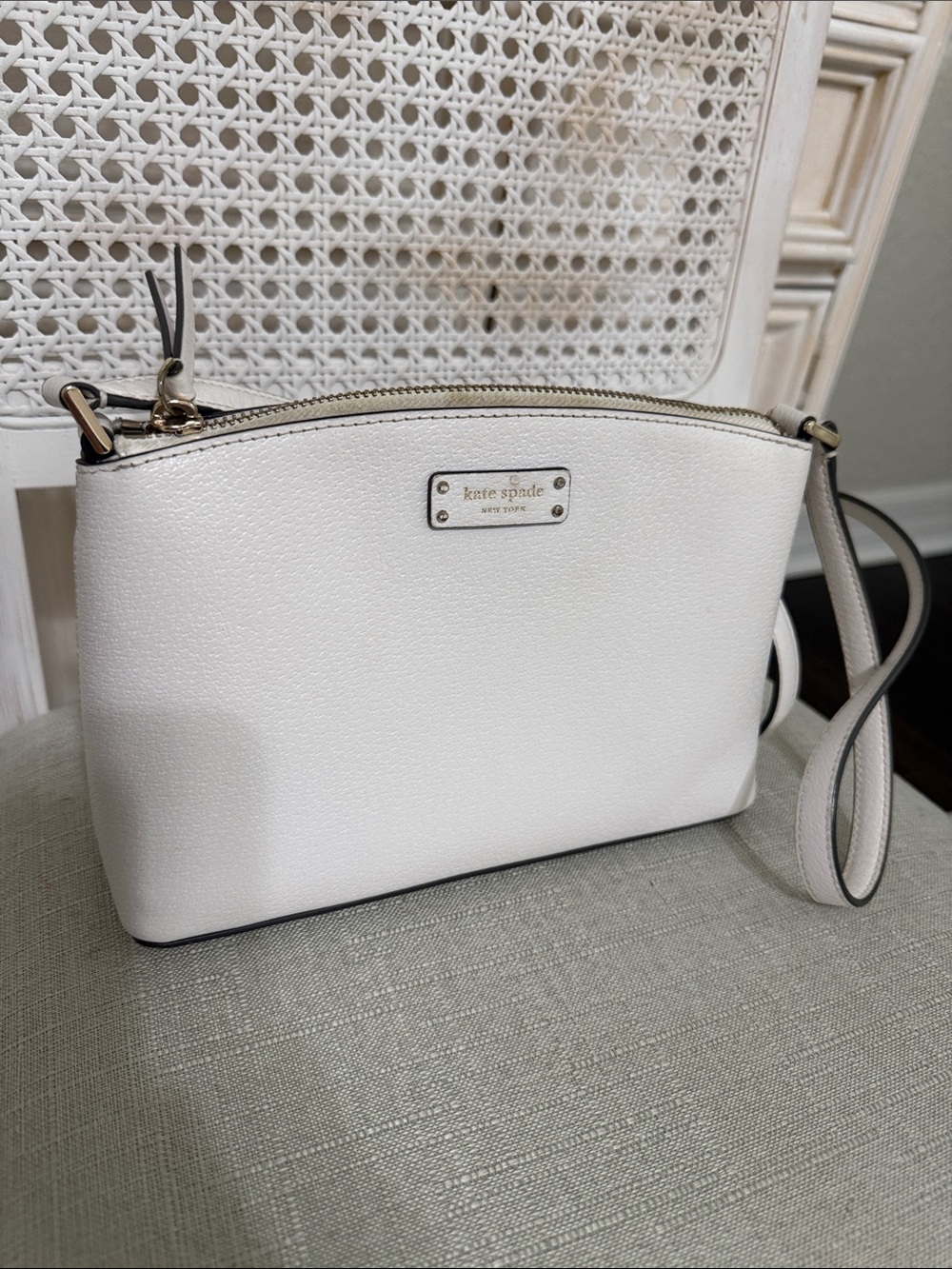 kate spade White Pebbled Leather  Crossbody Purse
